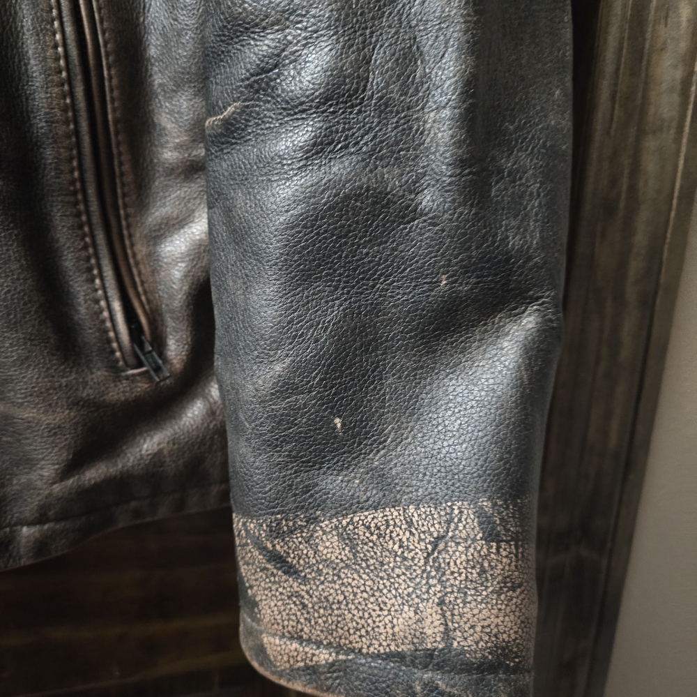 Mens Genuine Leather Jacket (2XL) - Picture 4 of 6